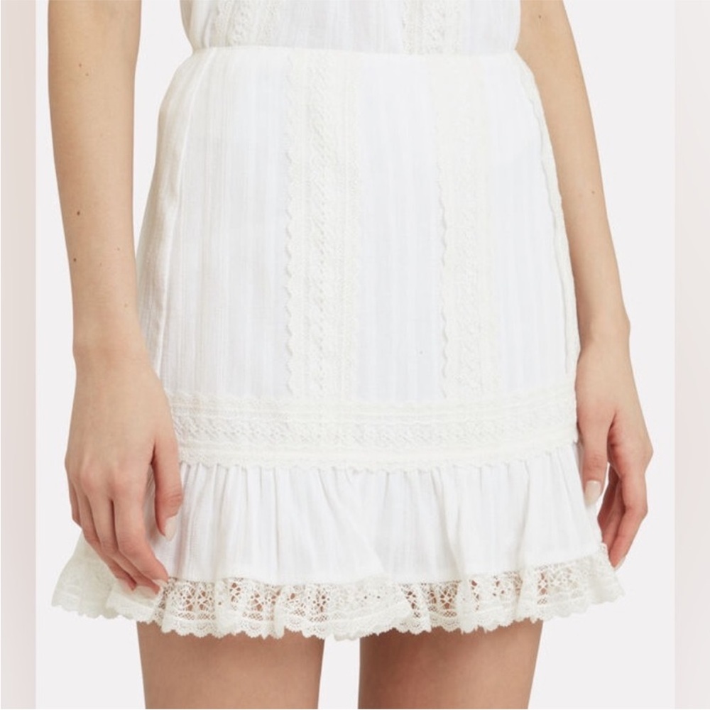 White Lace Ruffle Tiered Mini Skirt